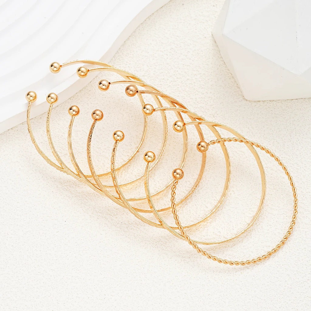 7-Piece Gold Bracelet Set