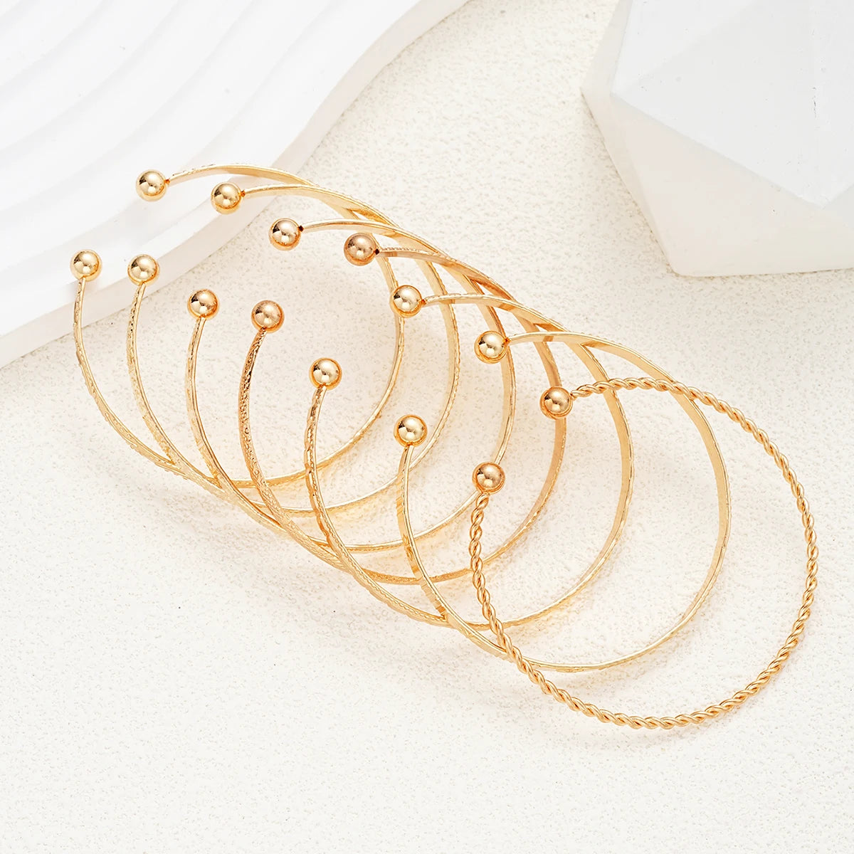 7-Piece Gold Bracelet Set