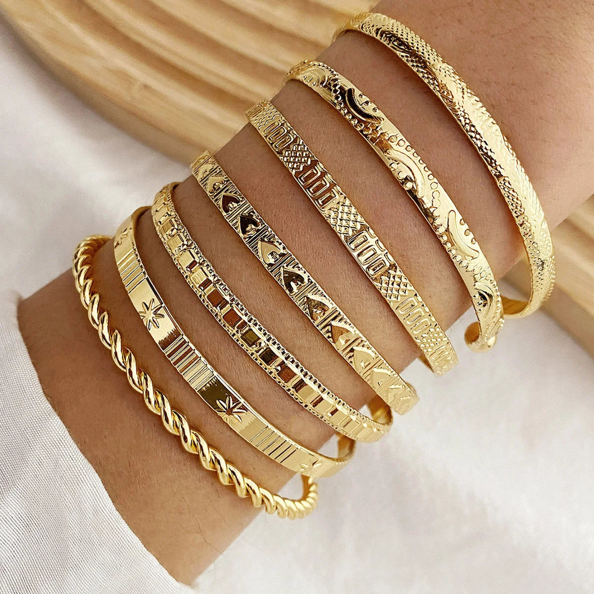 7-Piece Gold Bracelet Set