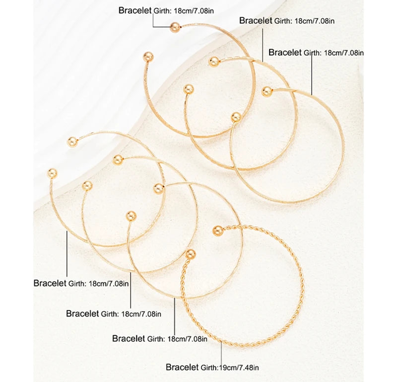 7-Piece Gold Bracelet Set