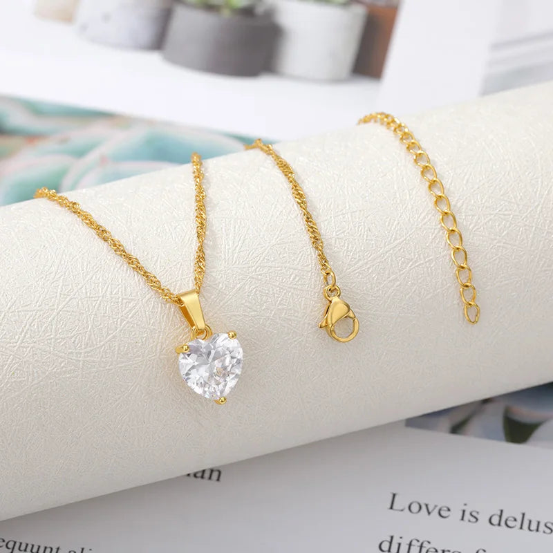 Gold-Plated Heart Pendant Necklace