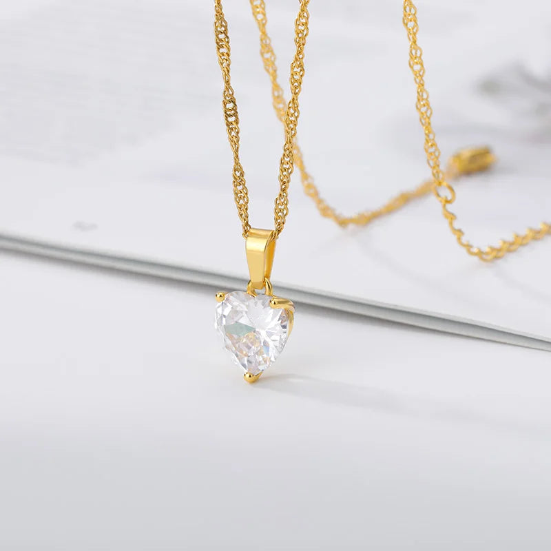 Gold-Plated Heart Pendant Necklace