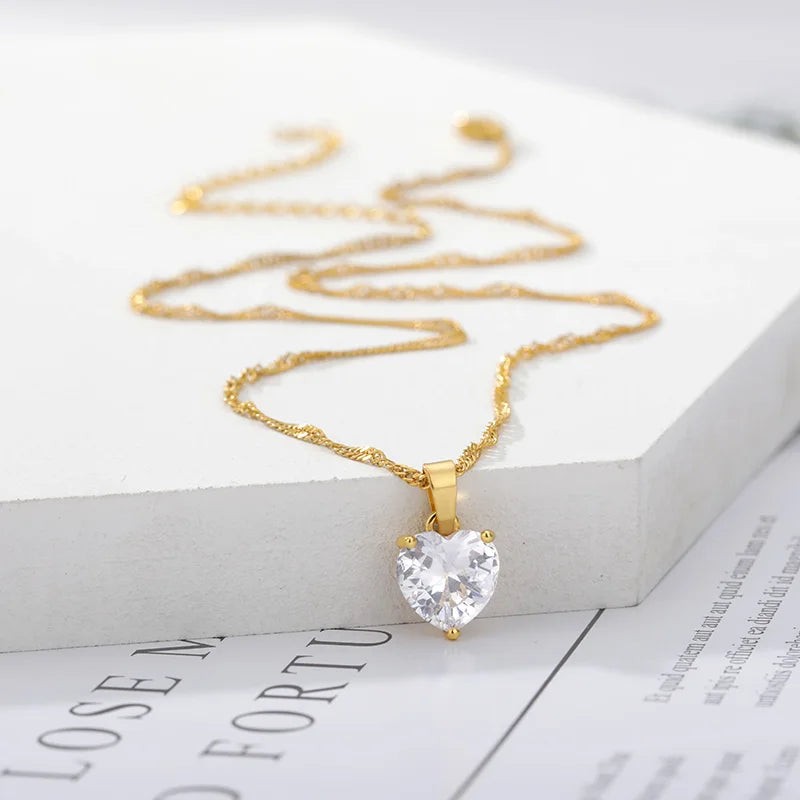Gold-Plated Heart Pendant Necklace