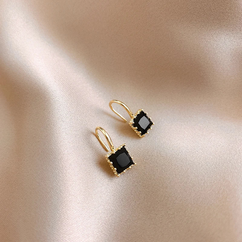 Square Drop Stud Earrings