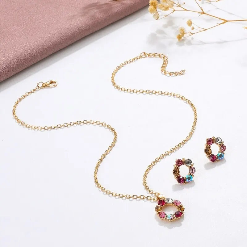 Stained Glass Necklace & Earrings Set