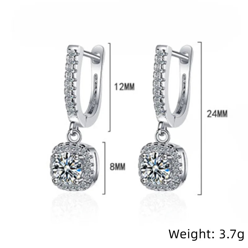 Sterling Silver Zircon Hoop Earrings