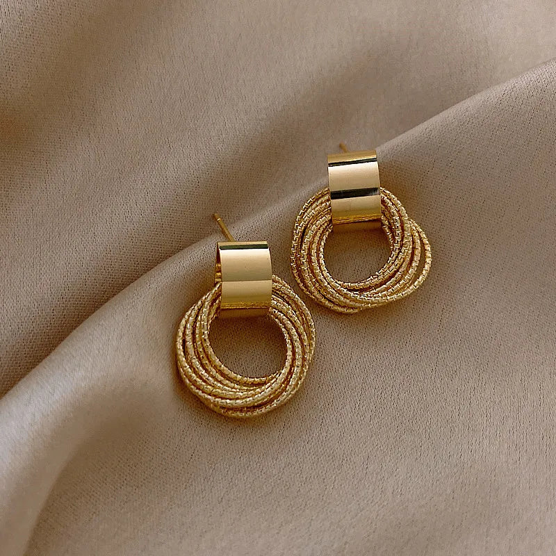 Vintage Metal Round Drop Earrings