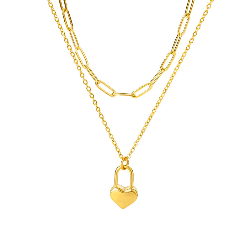 Gold-Plated Heart Pendant Necklace