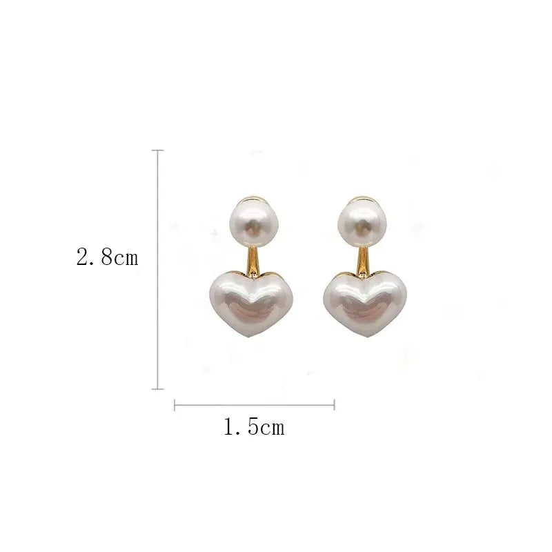 Heart Imitation Pearl Pendant Necklace and Earrings Set