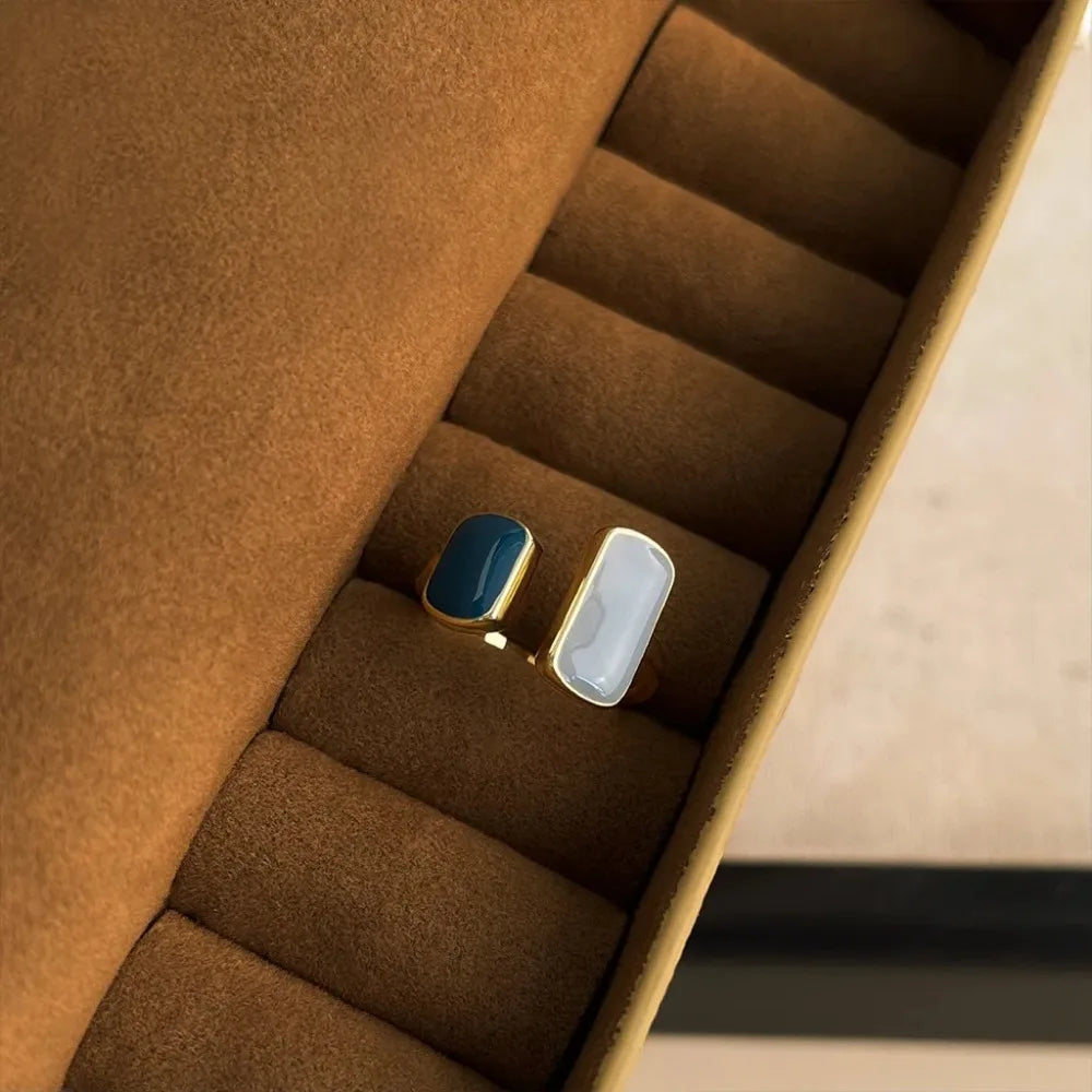 Square Blue Oil Drip Ring