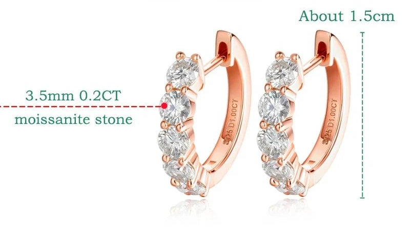 Moissanite Hoop Earrings — 925 Sterling Silver