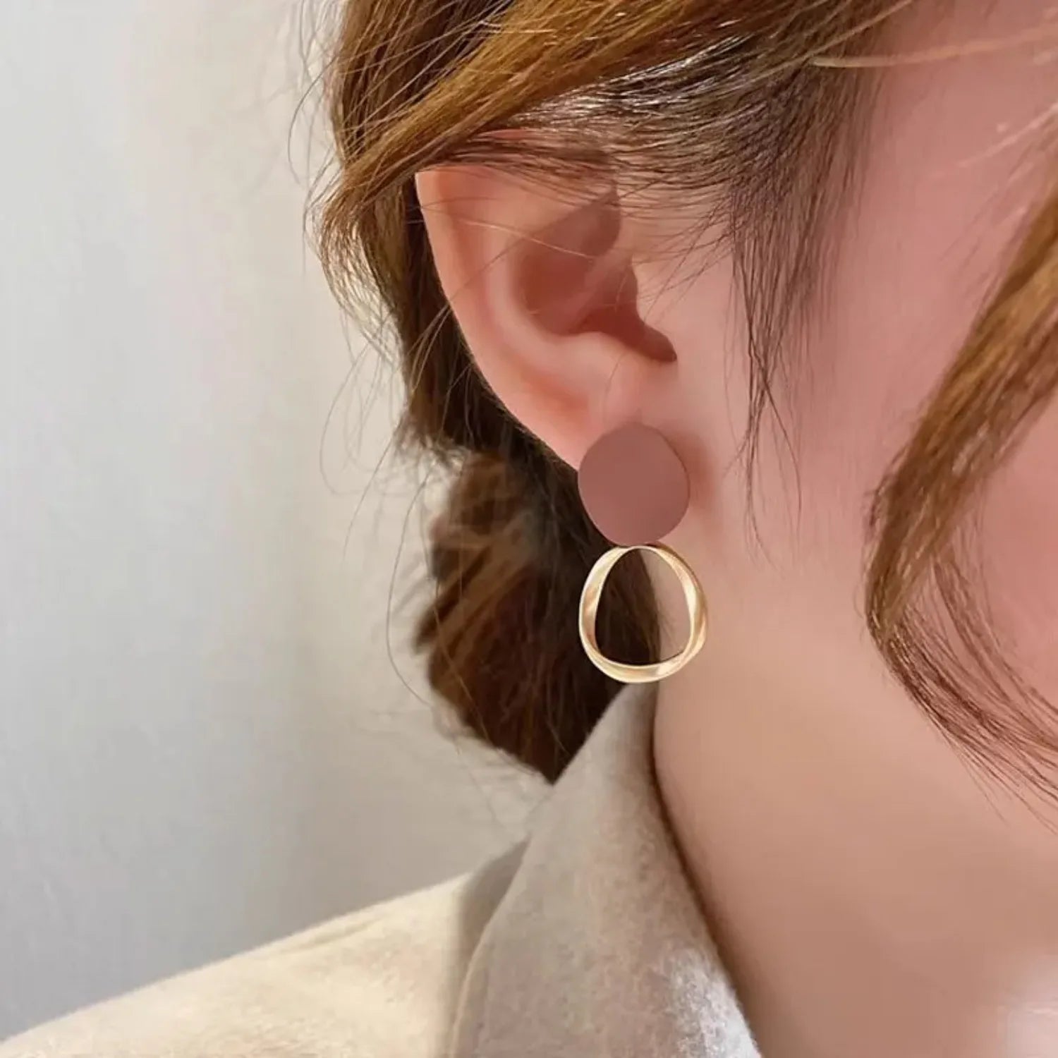 Brown Geometric Round Dangle Earrings