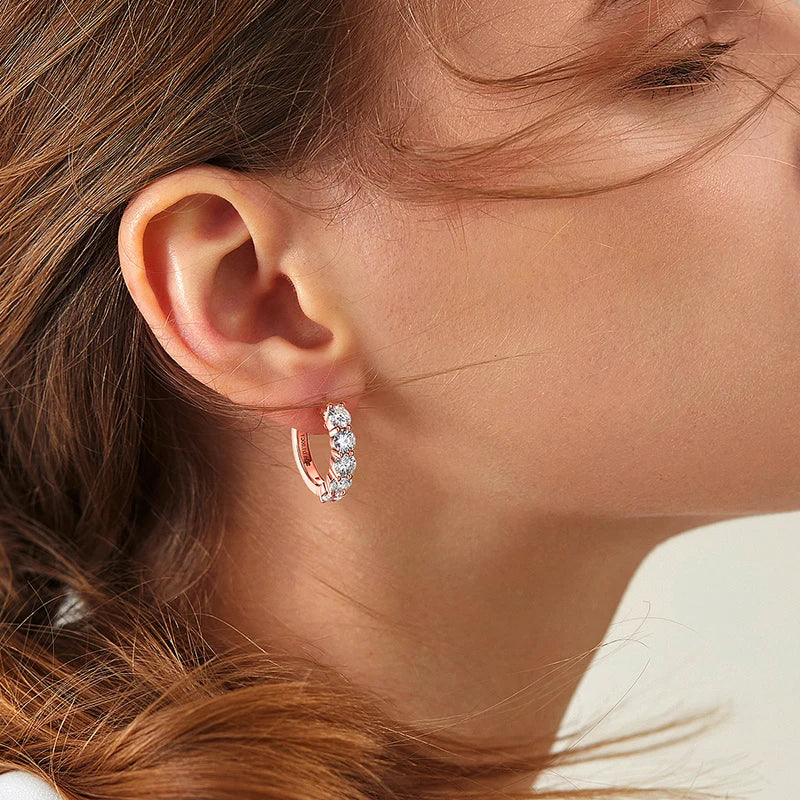 Moissanite Hoop Earrings — 925 Sterling Silver