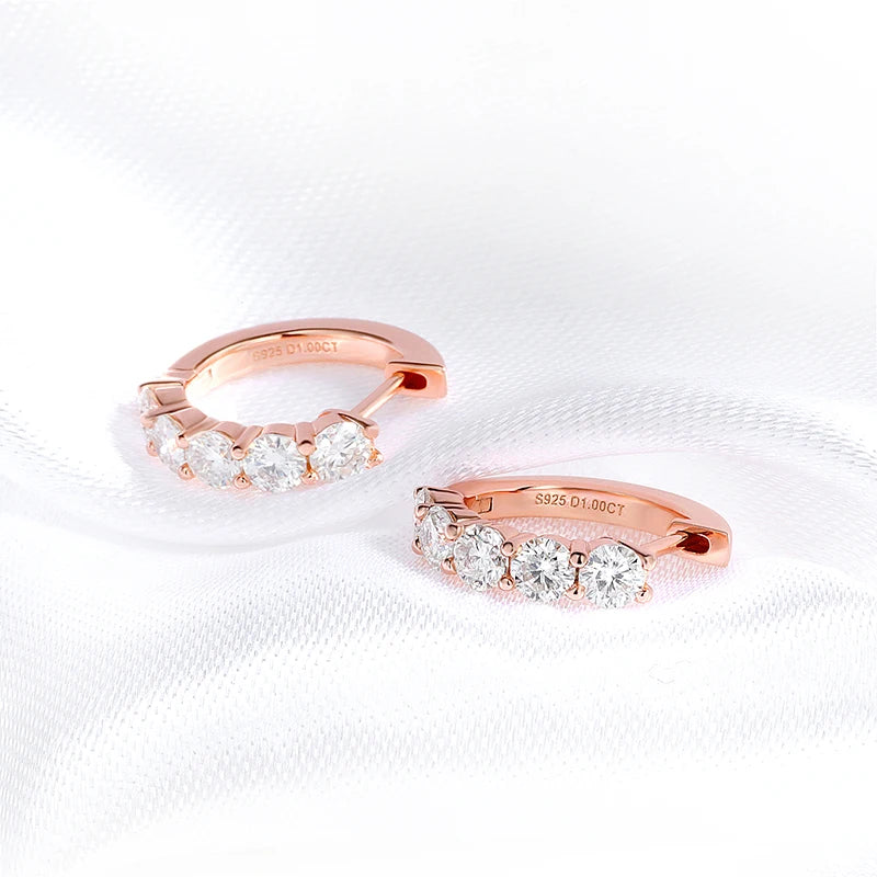 Moissanite Hoop Earrings — 925 Sterling Silver