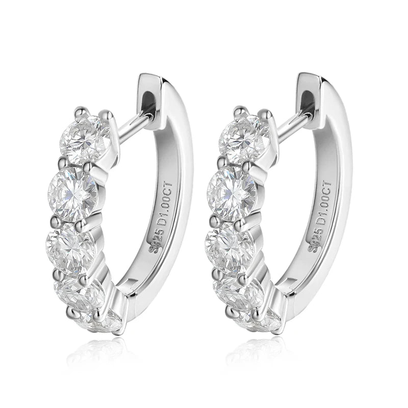 Moissanite Hoop Earrings — 925 Sterling Silver