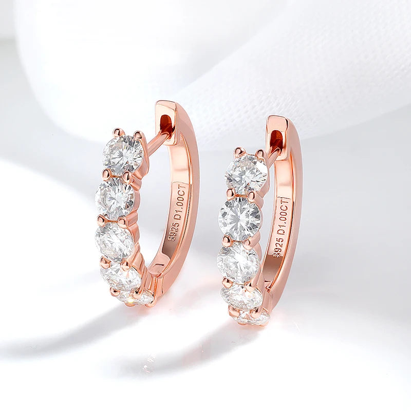 Moissanite Hoop Earrings — 925 Sterling Silver