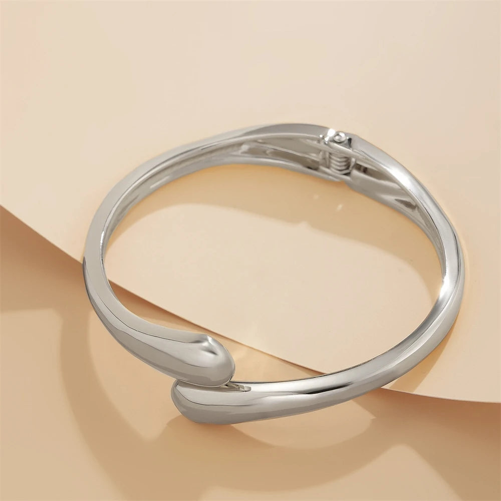 Wide Metal Waterdrop Bangle and Ring