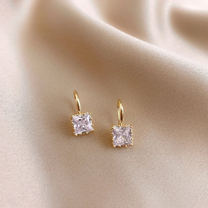 Square Drop Stud Earrings