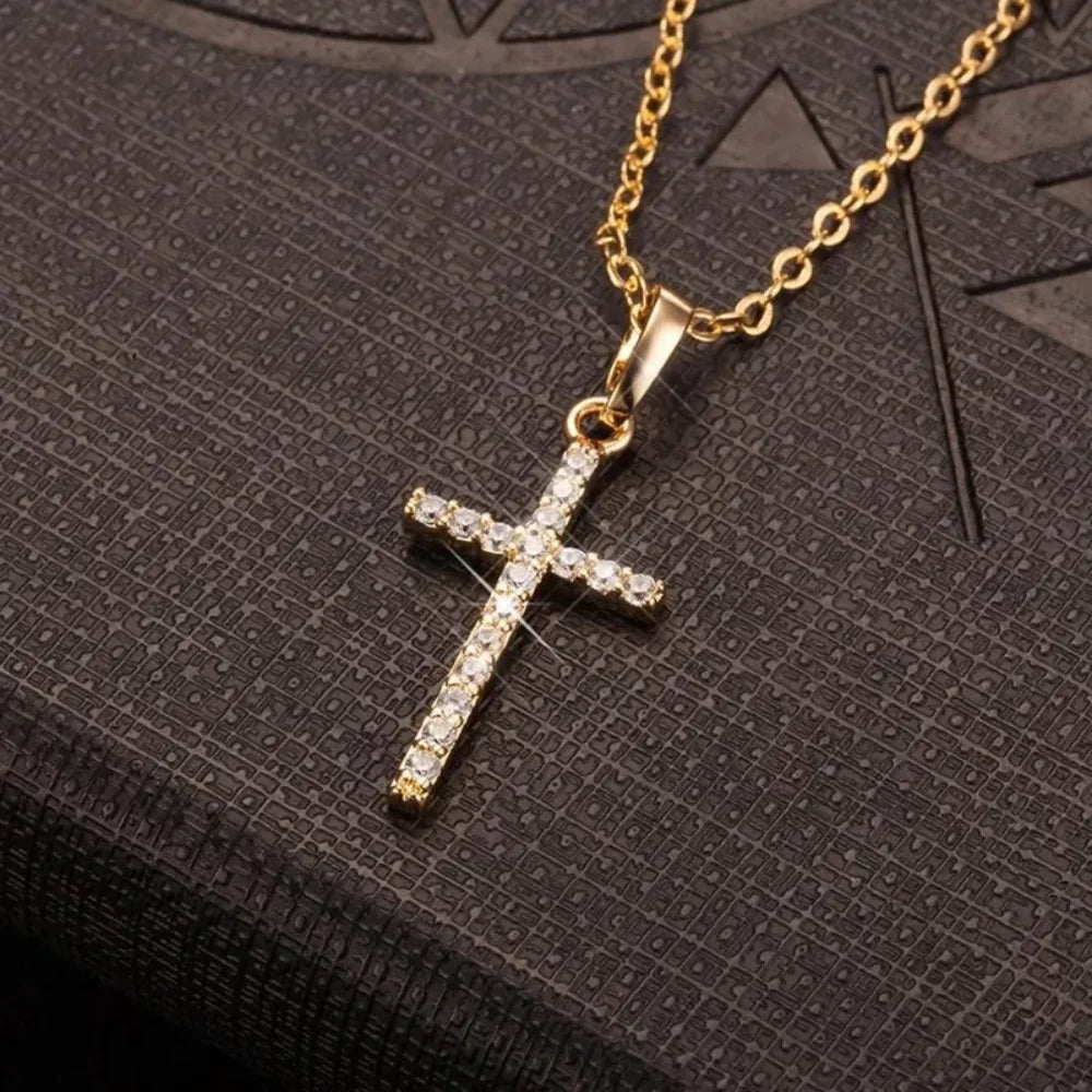 Cross Pendant Rhinestone Necklace