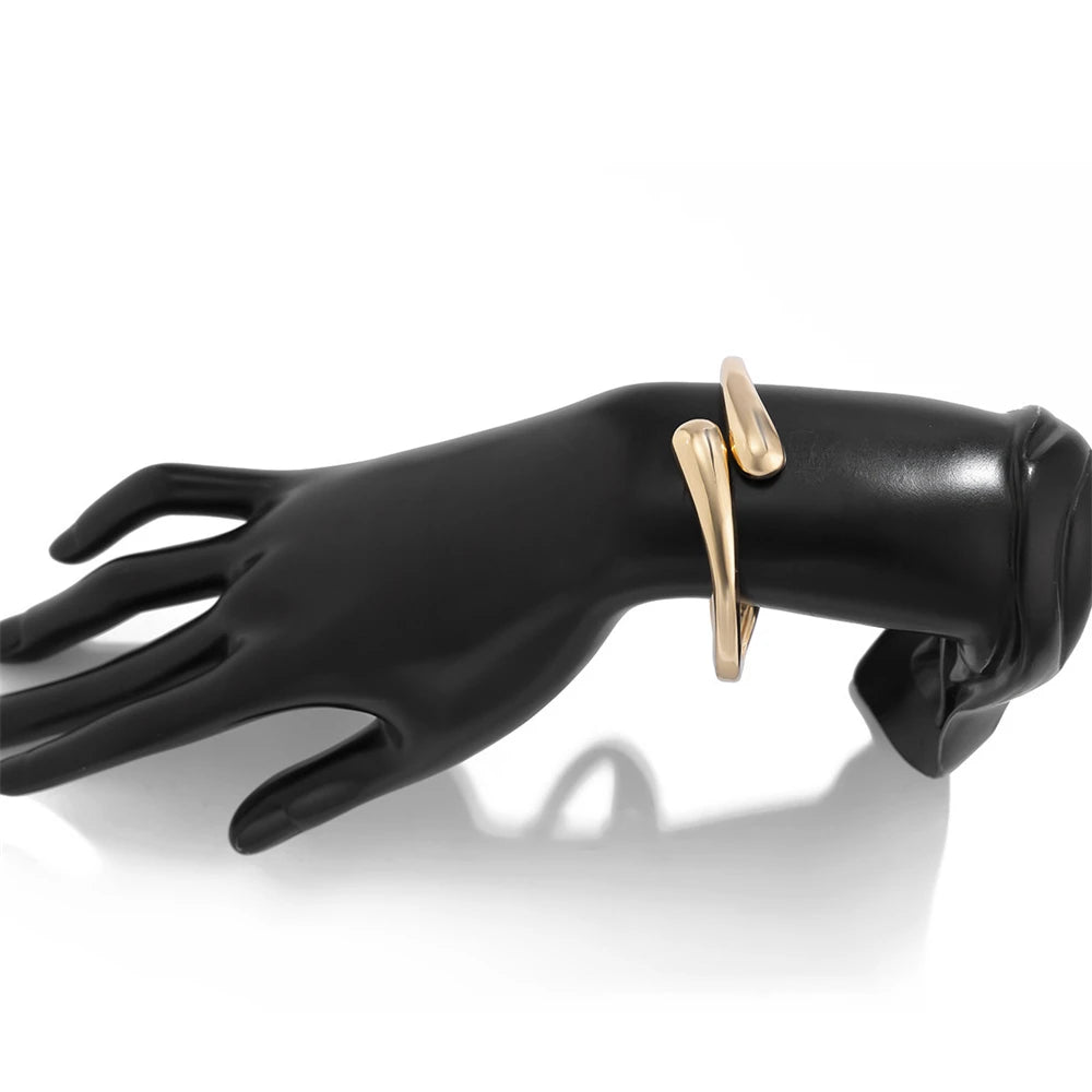 Wide Metal Waterdrop Bangle and Ring