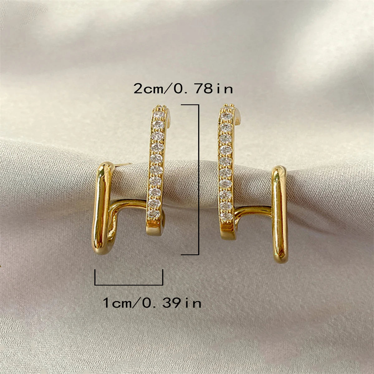 Irregular U-Shaped Cubic Zirconia Stud Earrings