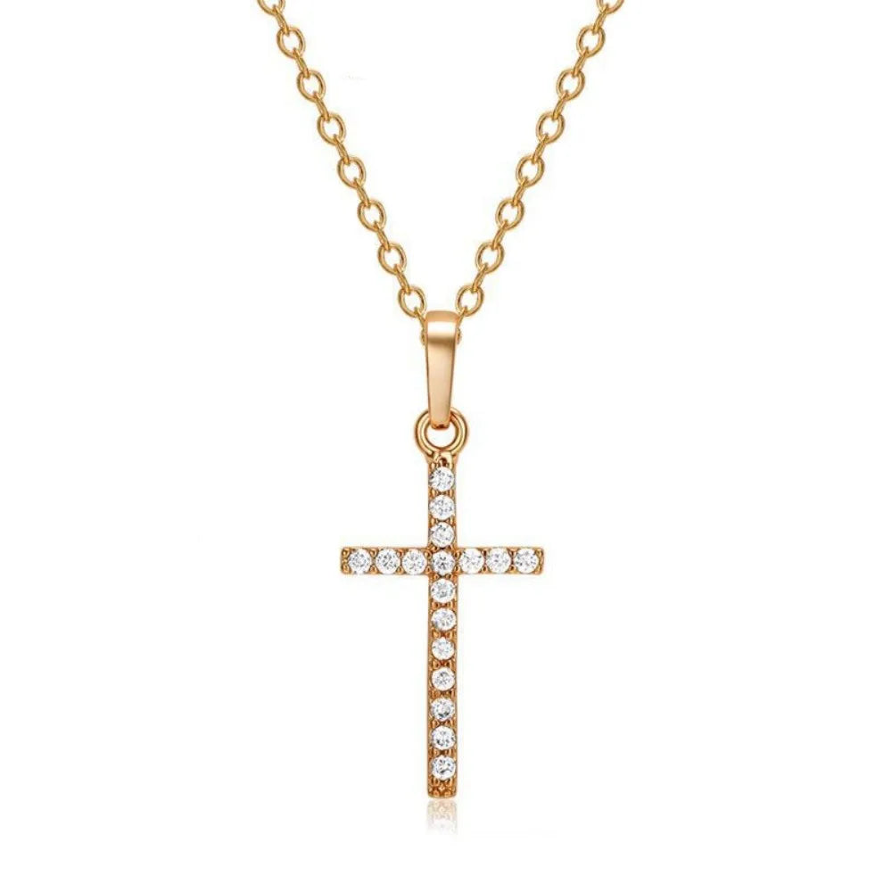 Cross Pendant Rhinestone Necklace