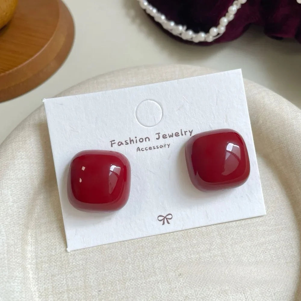 Retro Style Red Bowknot Stud Earrings