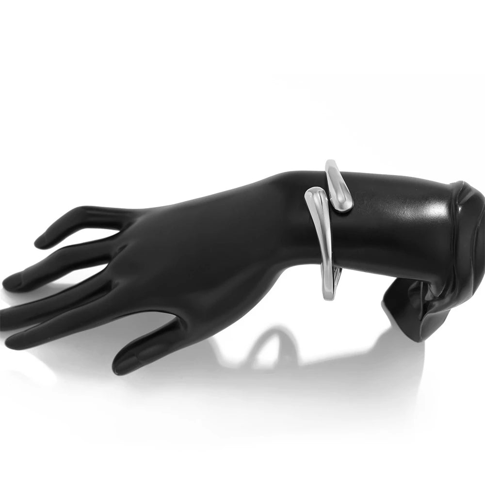 Wide Metal Waterdrop Bangle and Ring