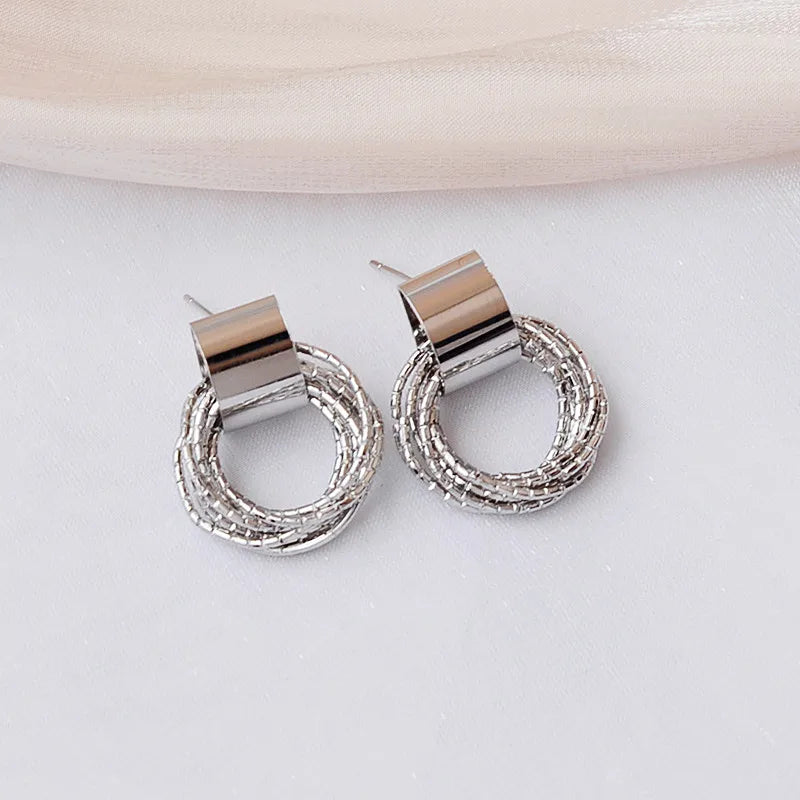 Vintage Metal Round Drop Earrings