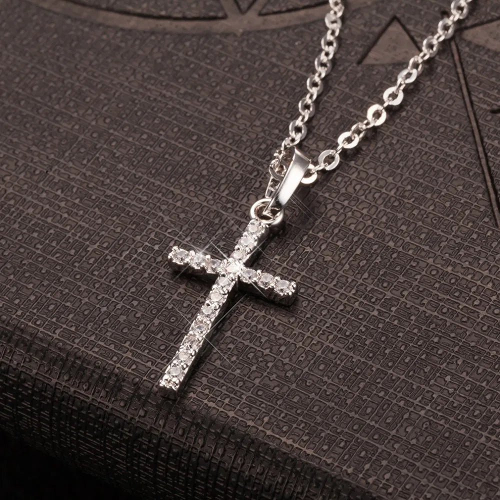 Cross Pendant Rhinestone Necklace
