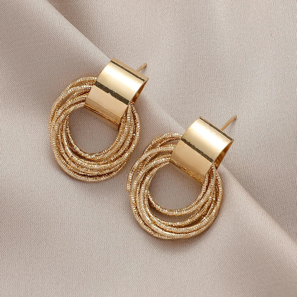 Vintage Metal Round Drop Earrings