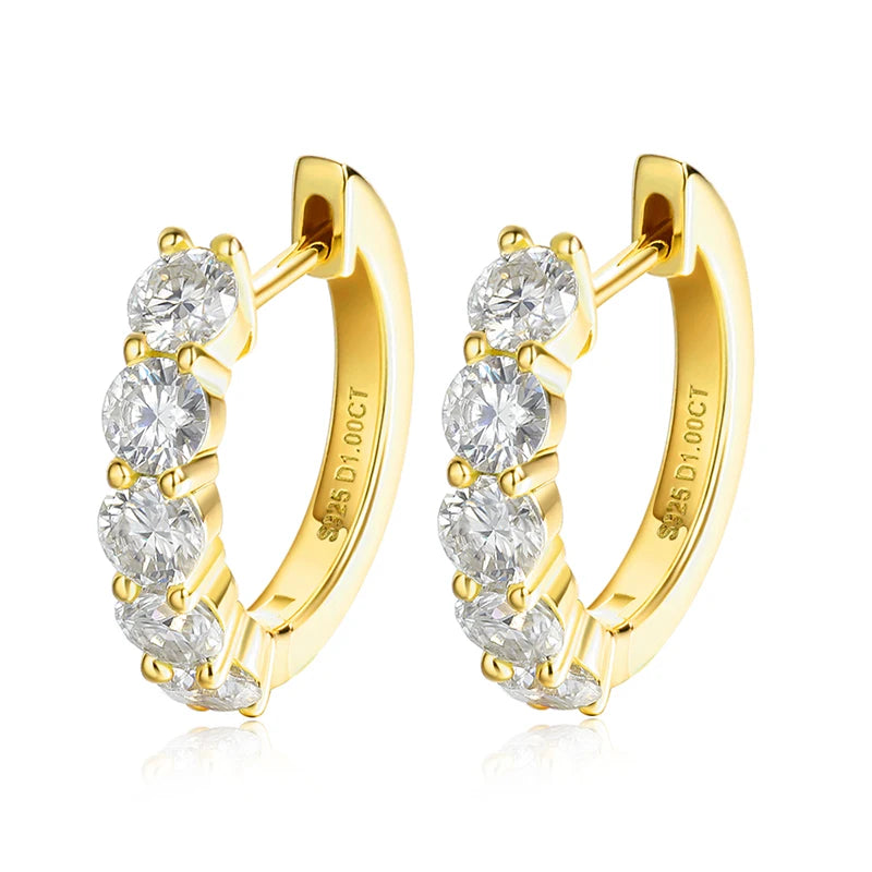 Moissanite Hoop Earrings — 925 Sterling Silver
