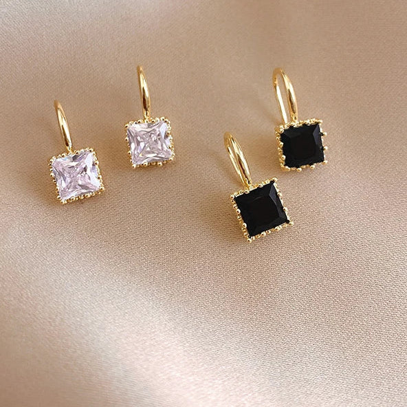Square Drop Stud Earrings