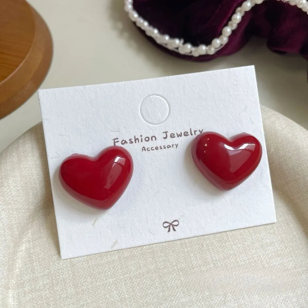 Retro Style Red Bowknot Stud Earrings