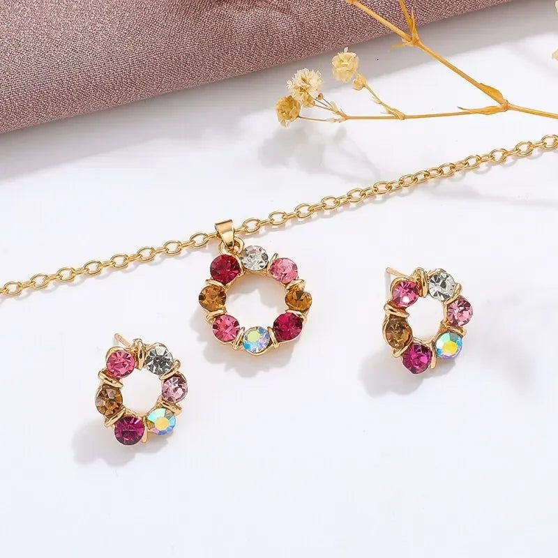 Stained Glass Necklace & Earrings Set