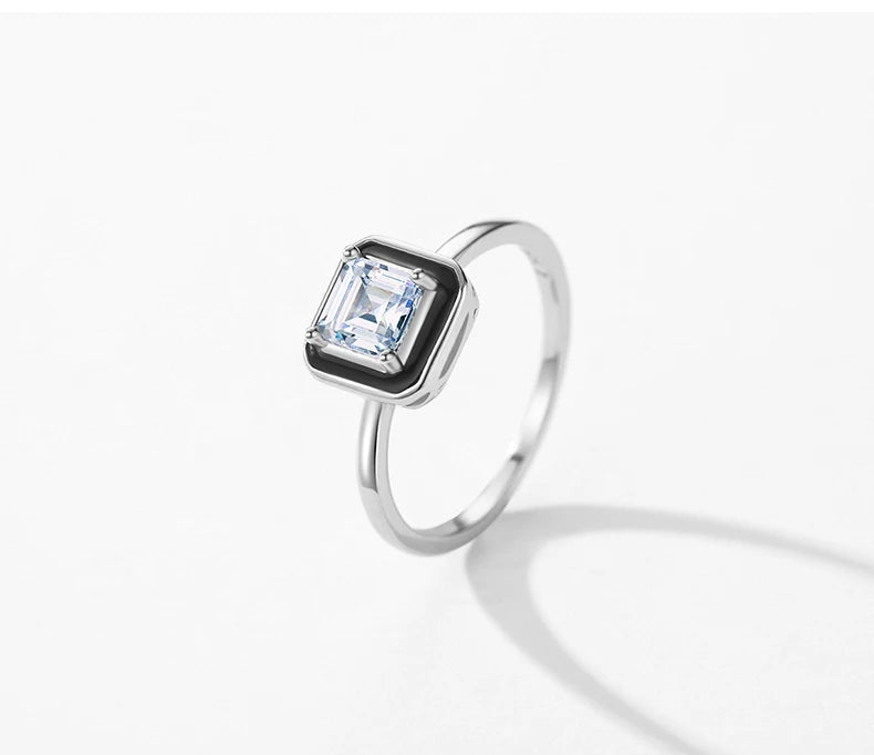 Black Enamel & Square Ring