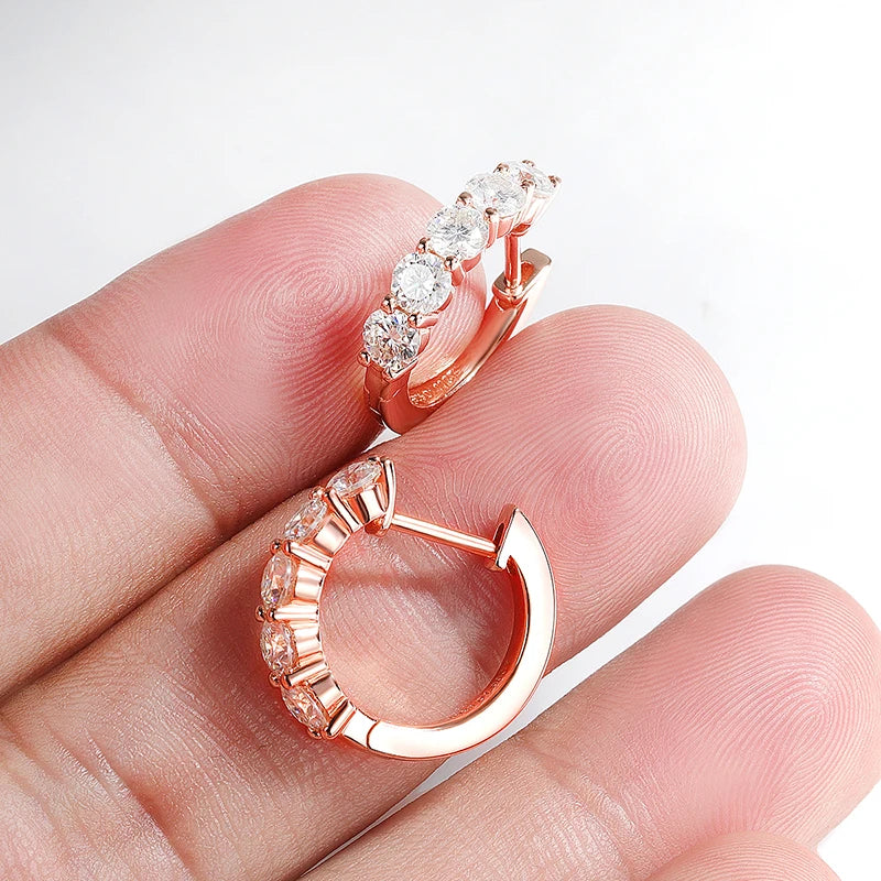 Moissanite Hoop Earrings — 925 Sterling Silver